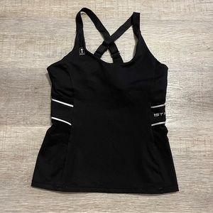 1st Phorm Racer Back Adjustable Straps Tank Womens Sz Medium Built In Bra Black